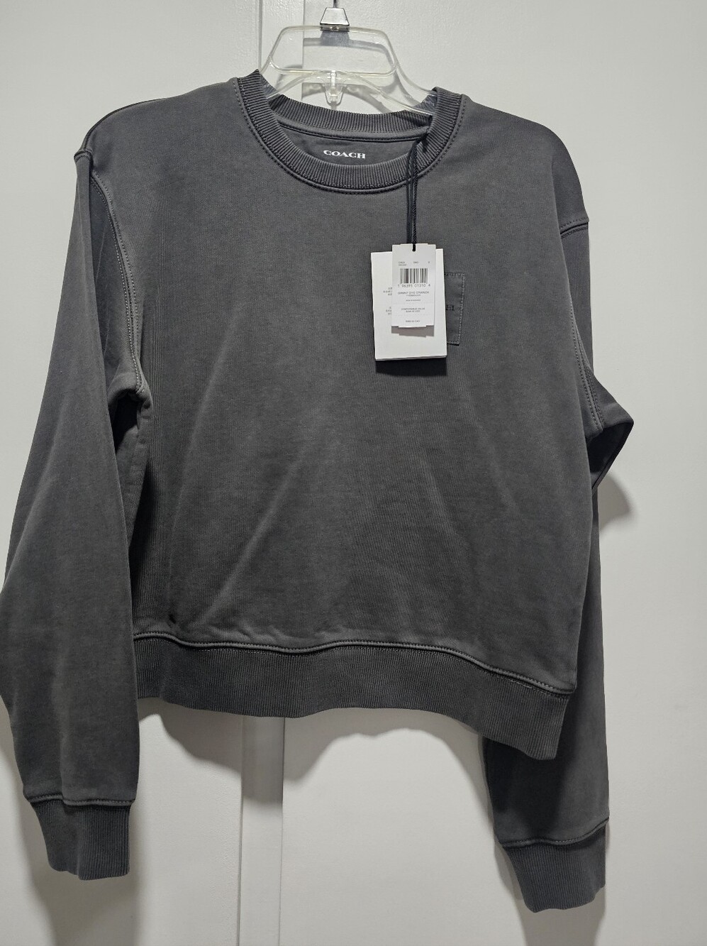 NWT Coach Crewneck Sweatshirt in Washed Gray, Small